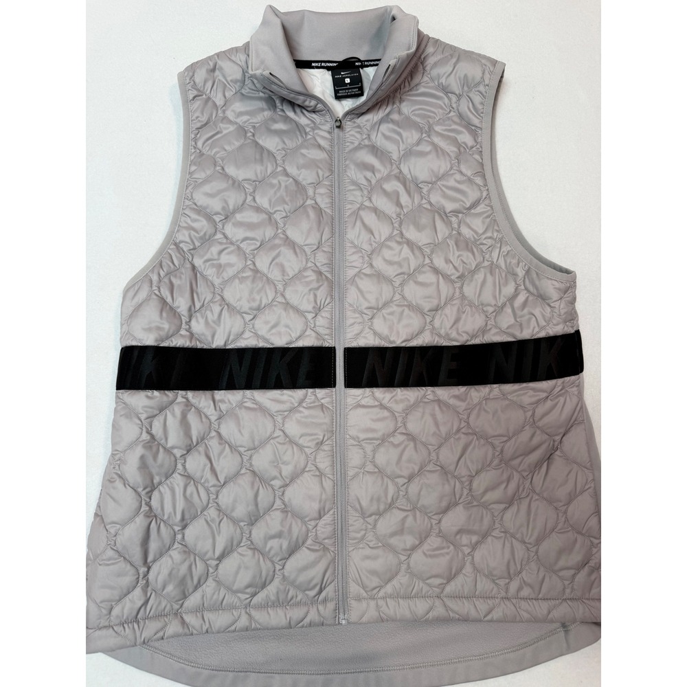 Nike AeroLayer Running Vest Grey Black Quilted Full Zip BV3869-059 Mens Large